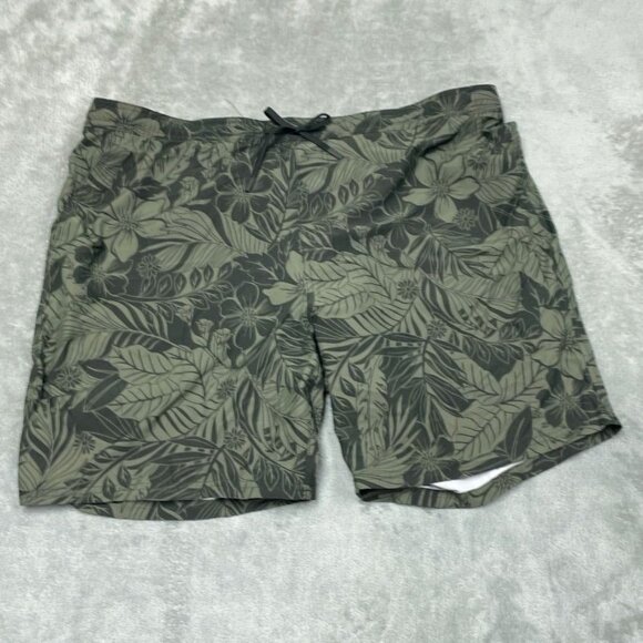 Kirkland Signature Mens Swim Shorts Floral Print Green Size XXL a0250 - Picture 1 of 6